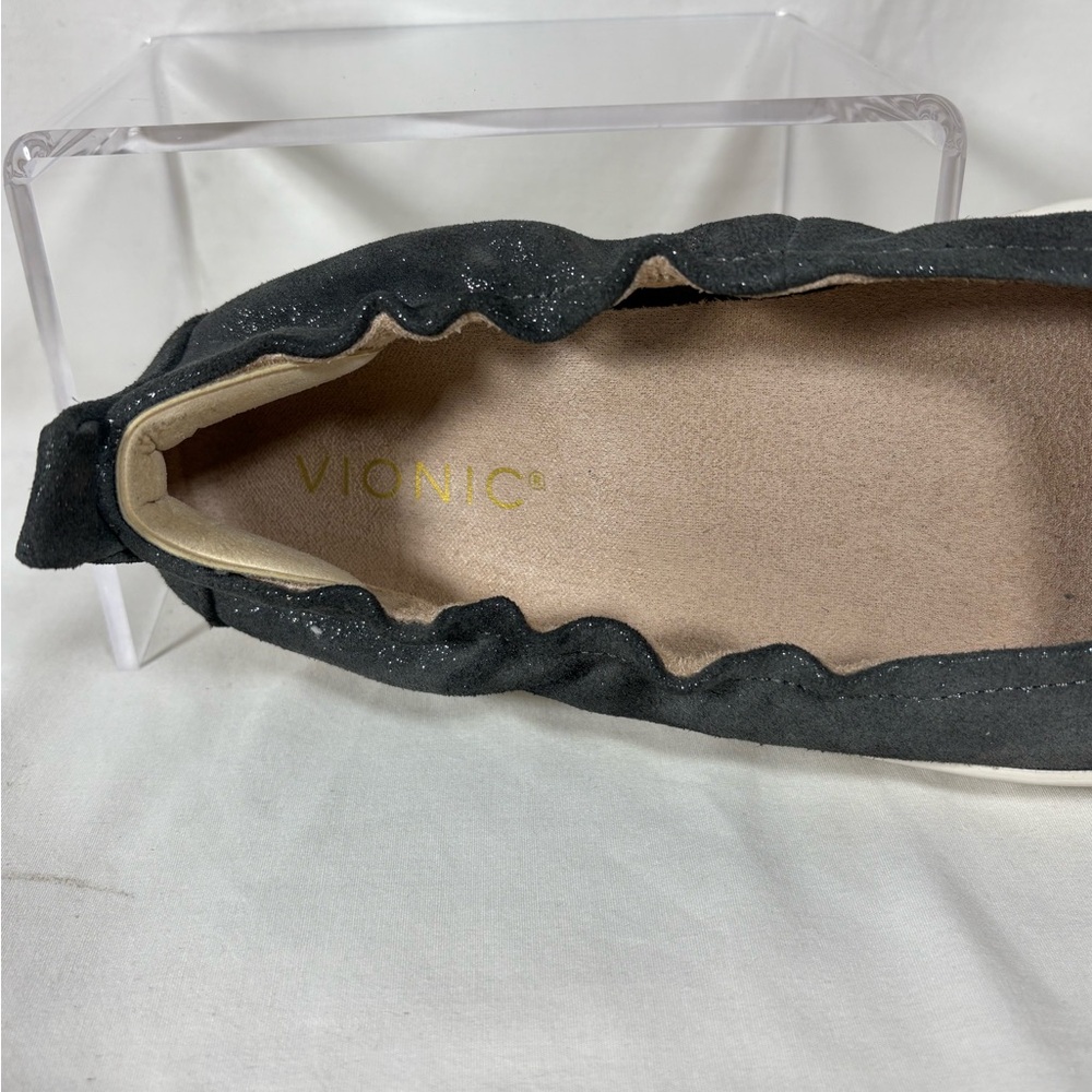 Vionic Women's Uptown Ballet Polluted Silver-Gray Sparkle Leather Flats Size 7 - Picture 7 of 11